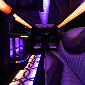 Party bus with neon ceilings